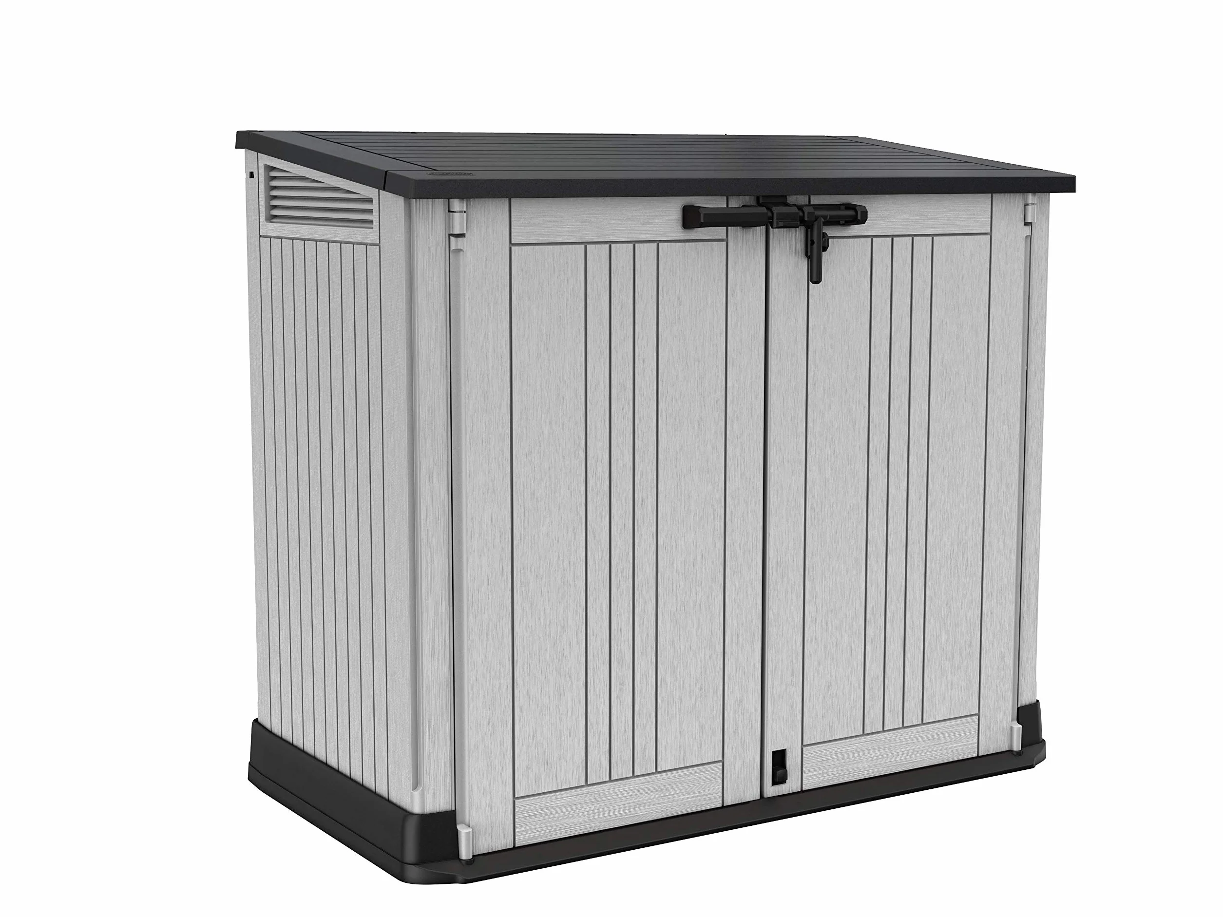 Keter Store it Out Nova Gartenschuppen für den Außenbereich, 132 x 71,5 x 113,5 cm, hellgrau mit dunkelgrauem Deckel