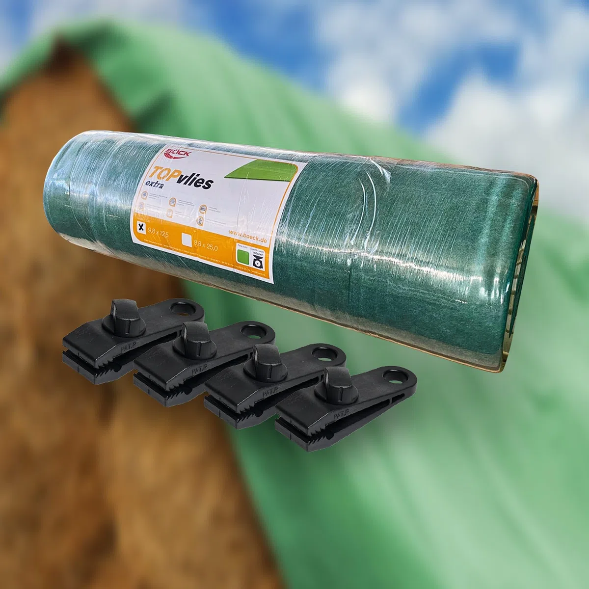 Böck TOPvlies Strohvlies 10,4 x 12,50 m I Stabiles 140 g/m² Schutzvlies I Extrem reißfestes Heuvlies für langfristigen Schutz I Abdeckvlies wetterfest & UV-beständig