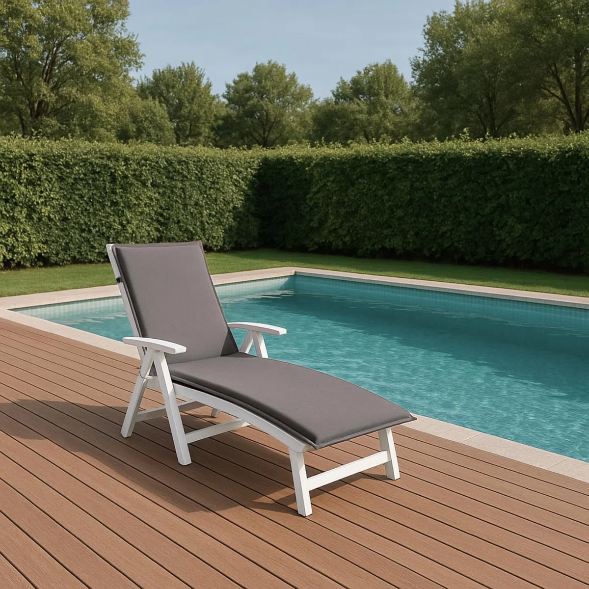 sleepling Auflage Gartenliege 2er Set, Bequeme Liegenauflage, Polster Sonnenliege 190x58 cm, 6 cm dick, Befestigungsbänder, waschbar, anthrazit grau