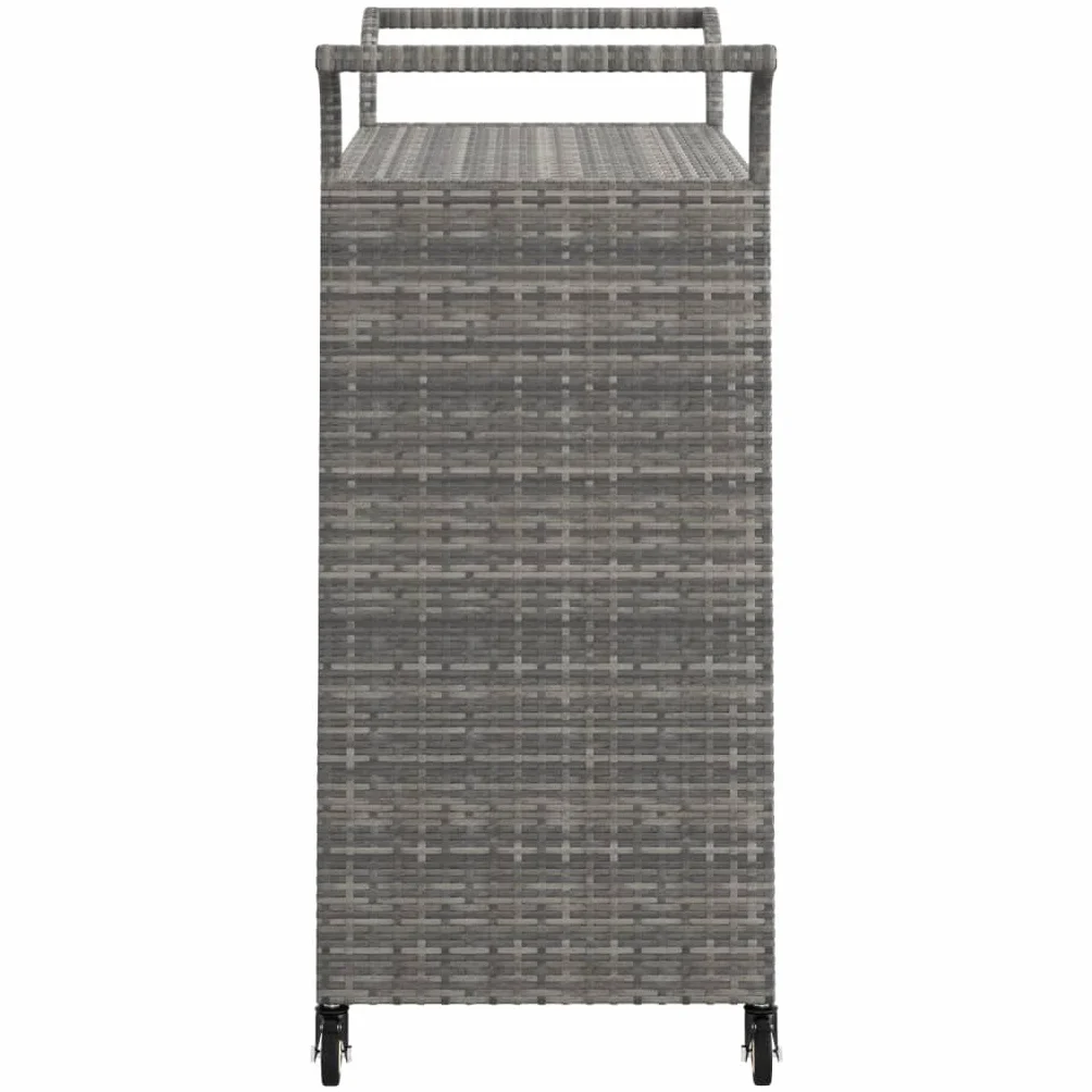 vidaXL Barwagen mit Schublade 4 Rollen Servierwagen Teewagen Küchenwagen Beistellwagen Arbeitswagen Gartenwagen Grau 100x45x97cm Poly Rattan