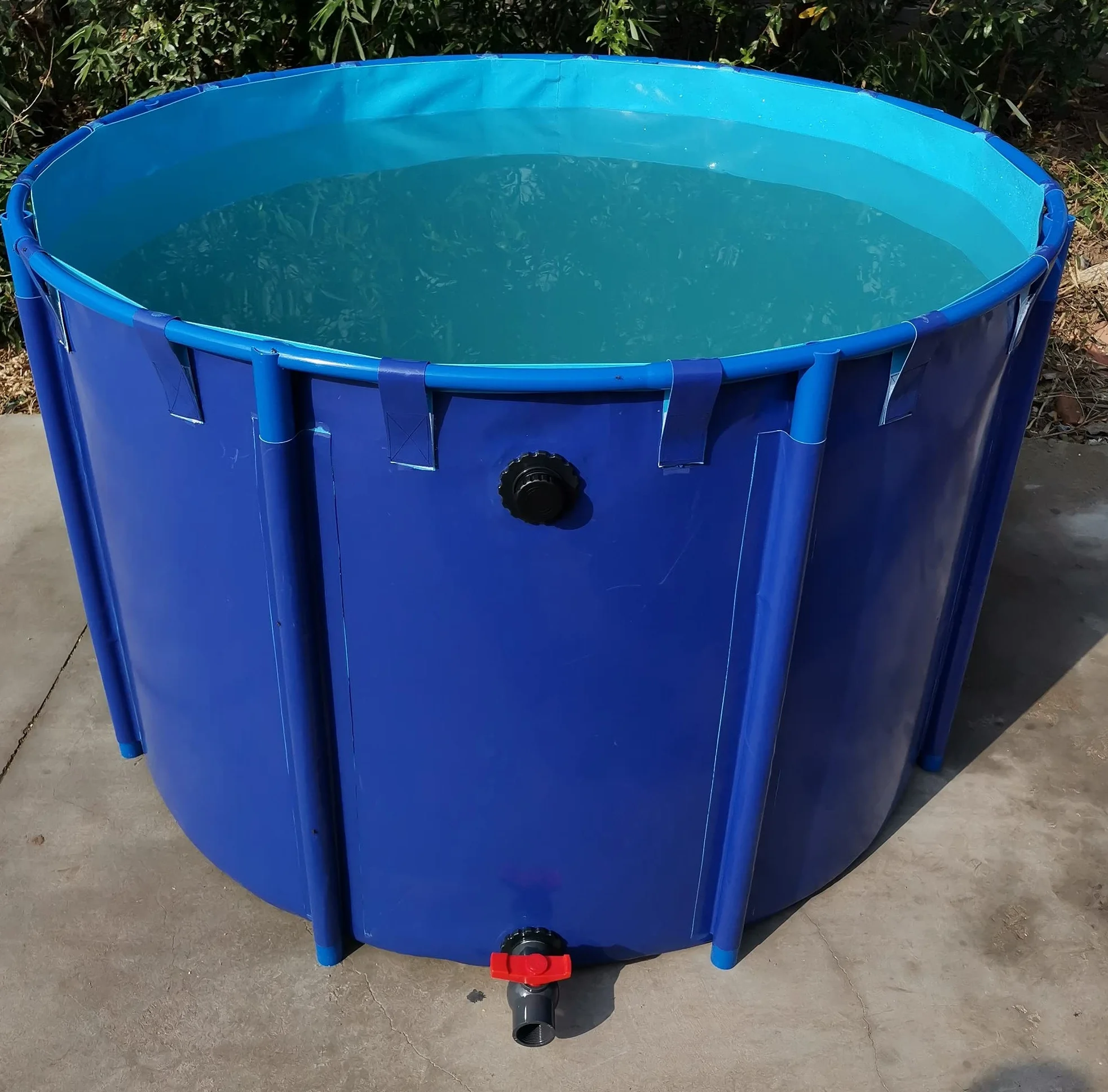 Segeltuch-Fischteich-Pool mit Halterung,Φ150x100 cm Faltbecken für Koi und Teichfische zusammenklappbarer dauerhafter Plastikteich mit Halterung für Koi Kultur landwirtschaftliche Bewässerung