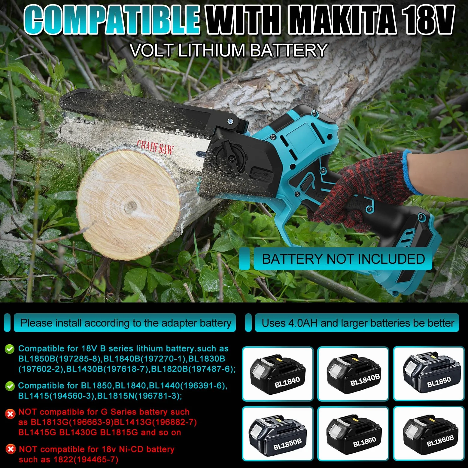 Akku Hochentaster Ast Kettensäge Profi-Astsäge für Makita 18V (ohne Akkus), 2 IN 1 Mini 6 zoll Kettensäge Teleskop Elektro teleskopsäge säge Astsäge handkettensäge akkusäge Arbeitshöhe bis 4,5m