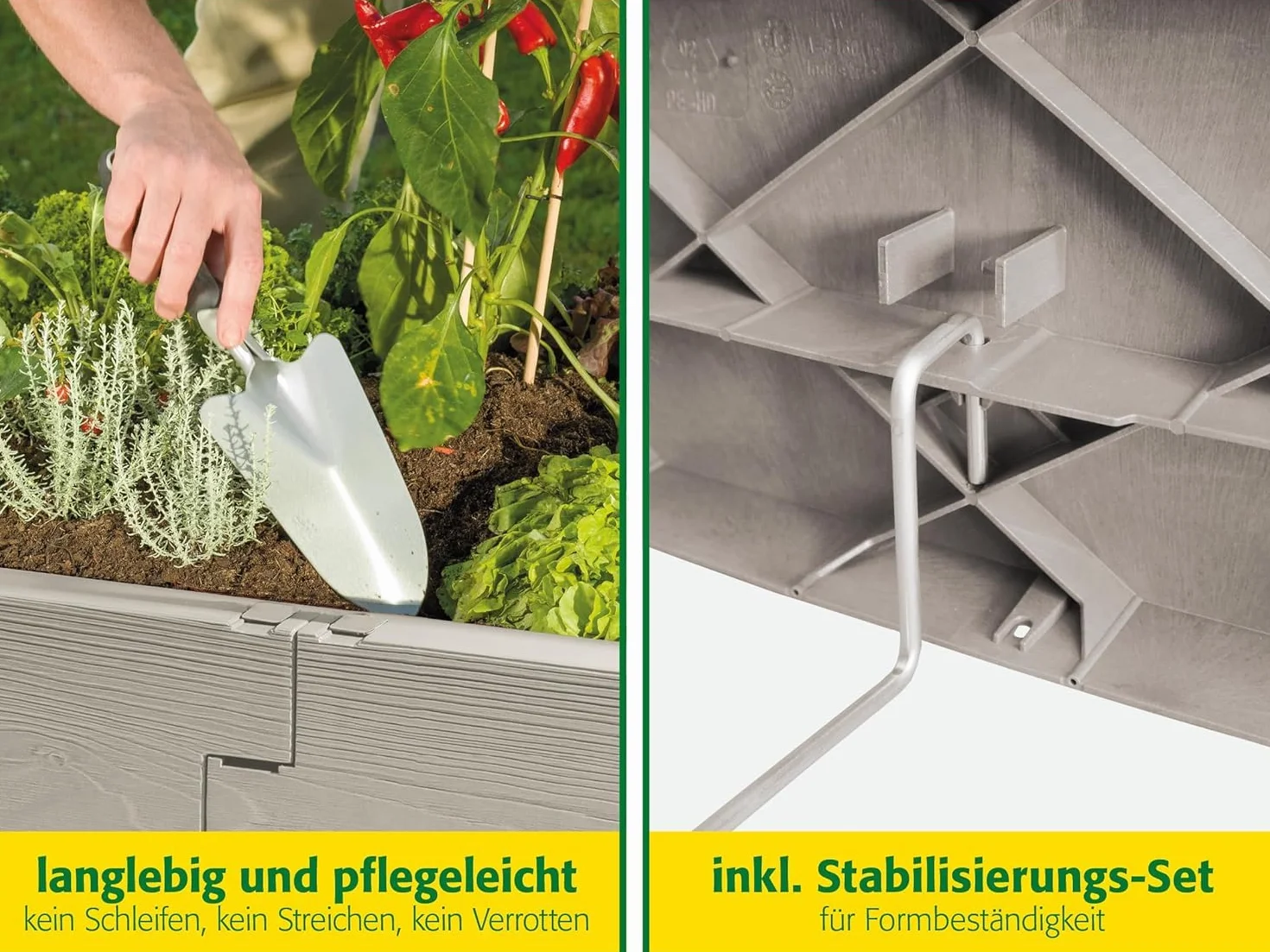 JUWEL Timber Kombi-Set (Hochbeet inkl. Frühbeet-Aufsatz, 130x60 cm/Höhe 90/100 cm, Inhalt ca. 360l, hohe Wärmeisolierung, Fensterlüfter windgesichert) 20478, Nordic Wood
