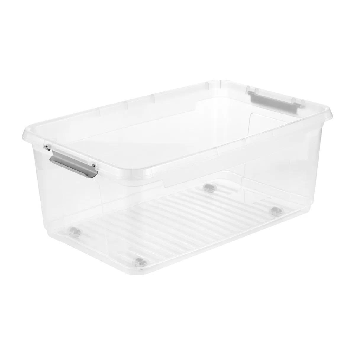 Keeeper Leo 4x Aufbewahrungsbox mit Deckel und Rollen, 37 L, 59 x 38 x 24 cm, Clipbox, Transparent