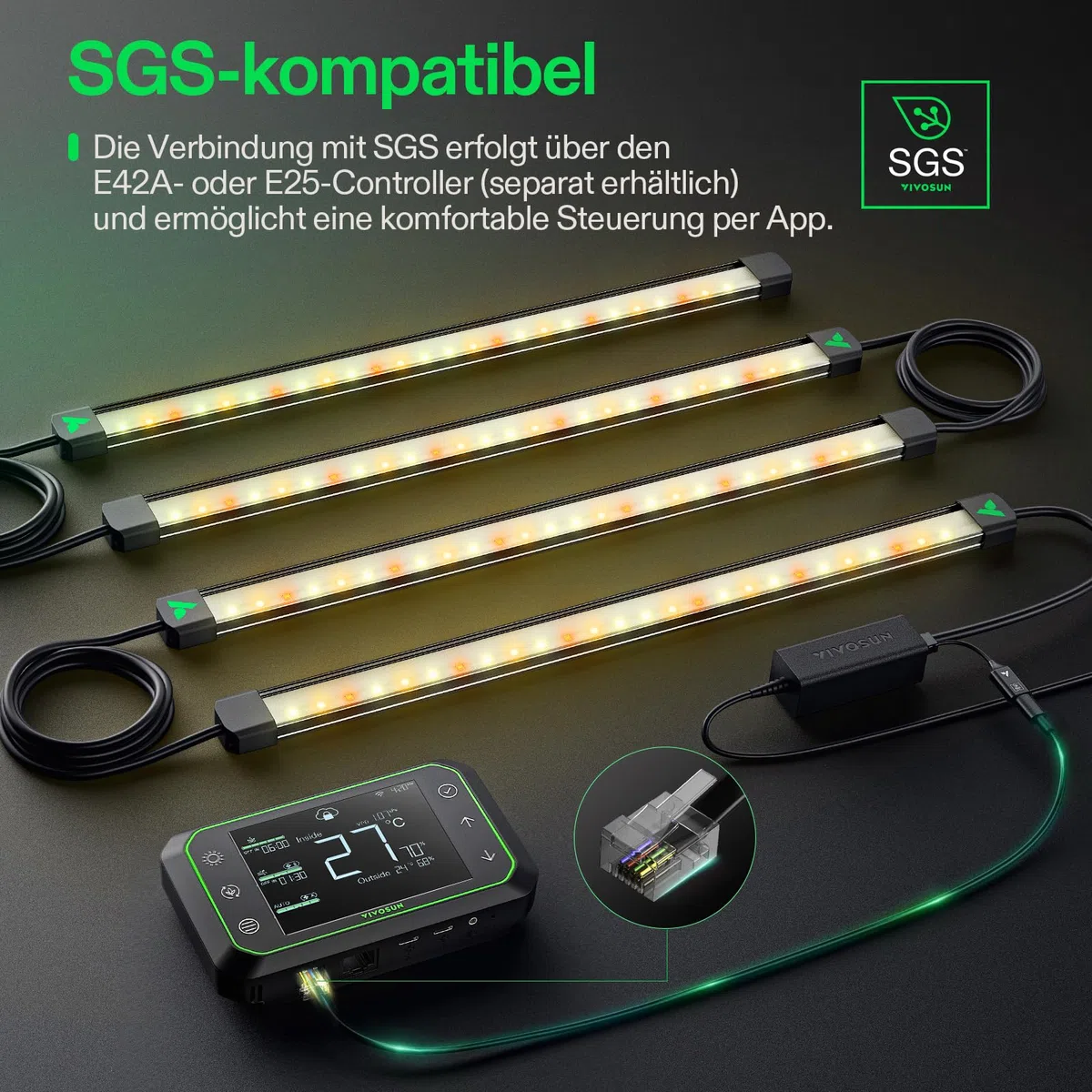 VIVOSUN LumaRay 40 cm LED Pflanzenlampe 4er Set, Vollspektrum Grow Lampe mit 60% Rotlicht, effizientes Grow Light zur Seitenbeleuchtung für Growzelte bis 120x60 cm, magnetisch, SGS kompatibel