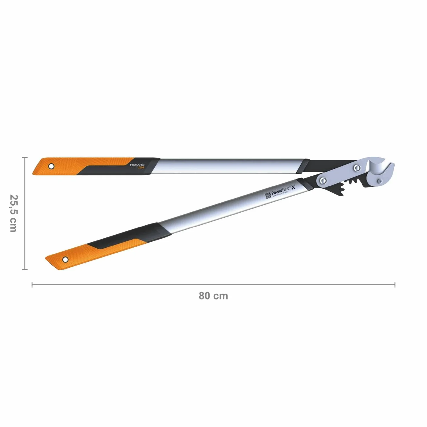 Fiskars PowerGearX Amboss-Getriebeastschere für trockenes und hartes Holz, Antihaftbeschichtet, Gehärteter Präzisionsstahl, Länge: 80 cm, Schwarz/Orange, LX99-L, 1020189