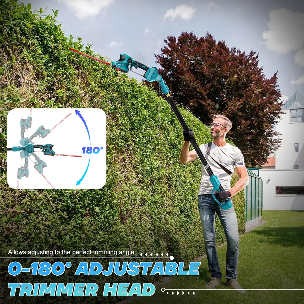 Akku Hochentaster AST 6 Zoll Kettensäge Teleskop für Makita 18V (Ohne akkus), Mini Astsäge mit Verstellbare Teleskopstange 4 IN 1 Heckenschere teleskopsäge säge Arbeitshöhe bis 4,5m