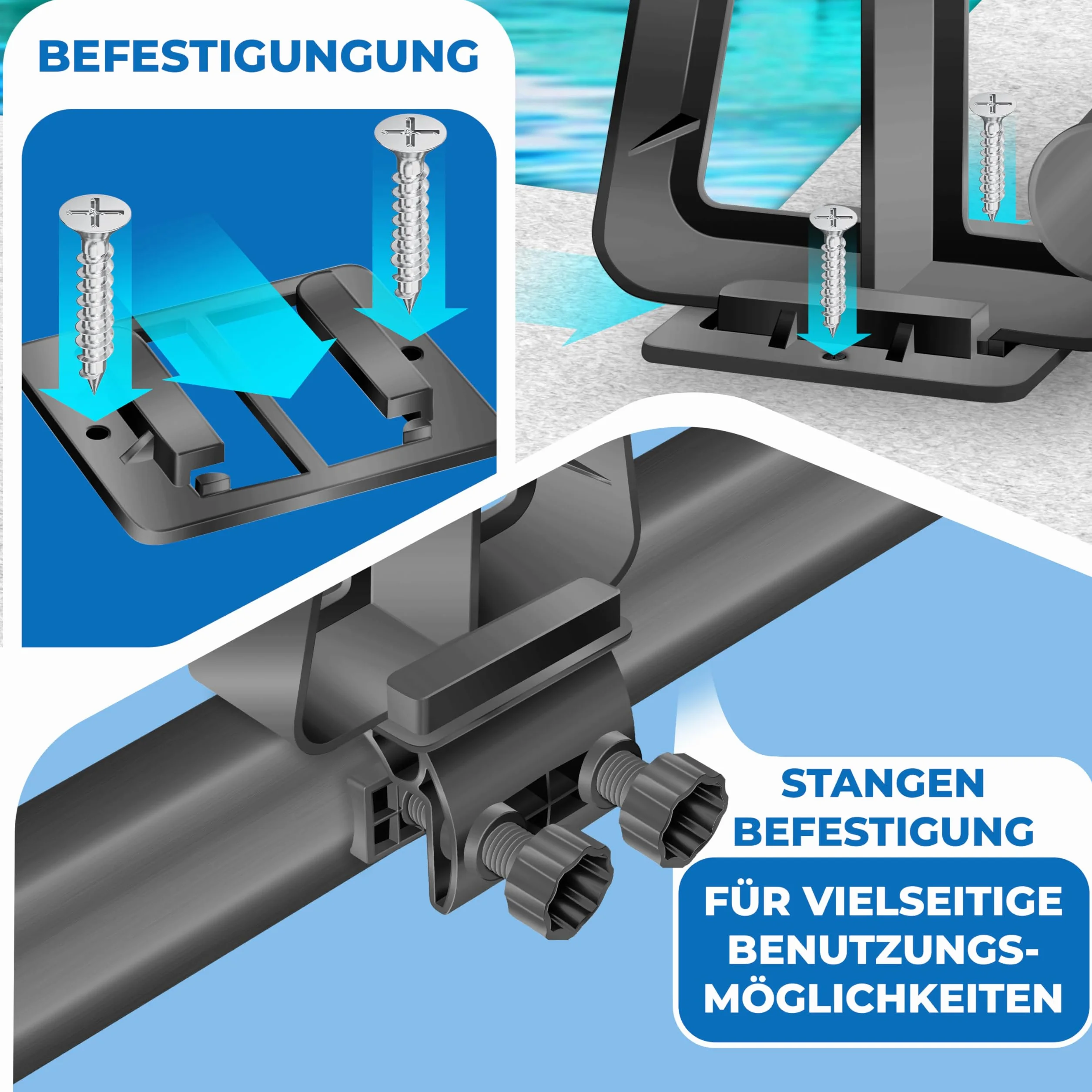 KESSER® Pool Aufroller Premium Aufrollsystem 1,05m - 6,15 m für Solarplane | mobiles Aufrollvorrichtung für Poolplane & Abdeckung inkl. Bänder, Bürste & Handschuhe | witterungsbeständiges Material