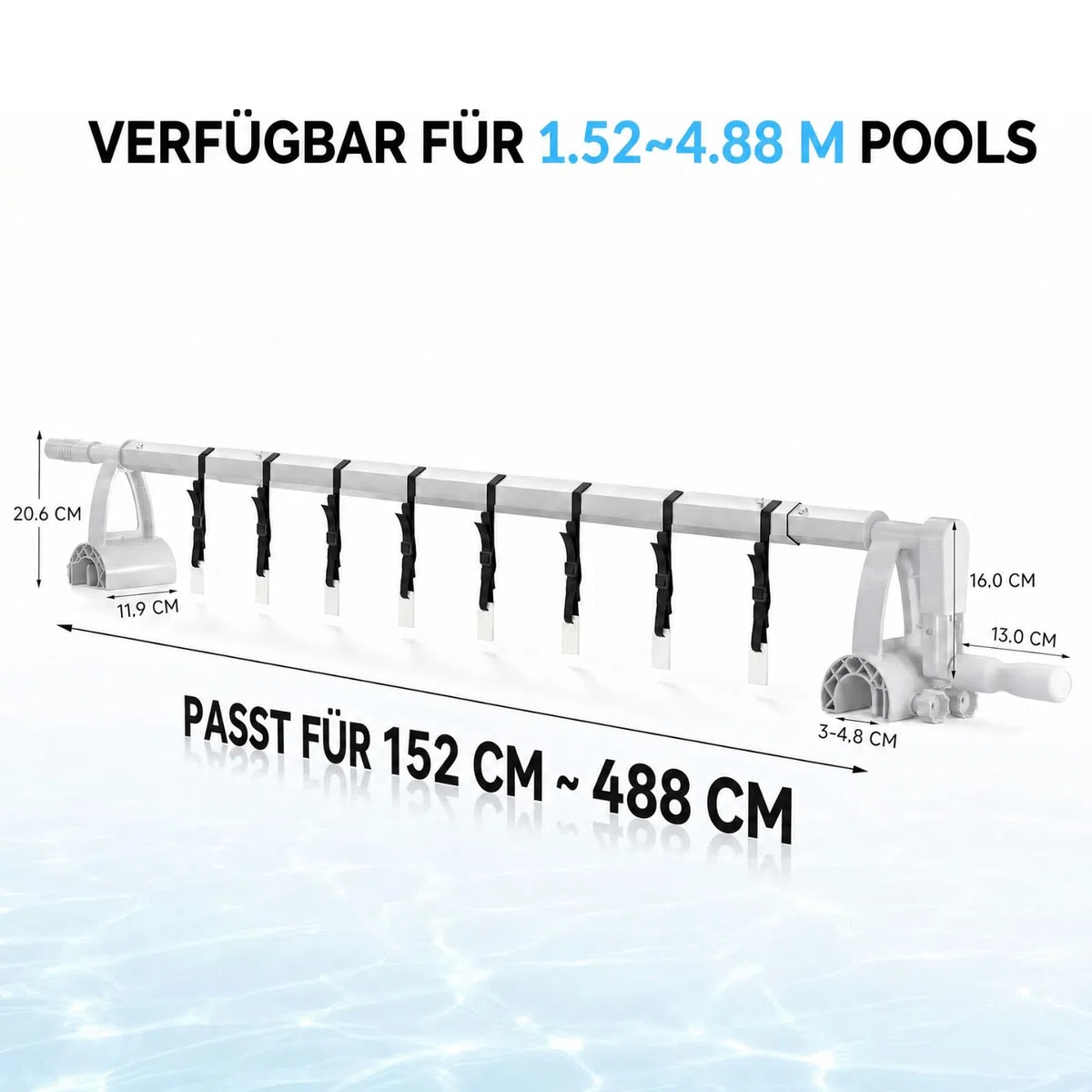 Aufrollsystem für Solar- und Poolplanen - Geeignet für Pools mit einem Durchmesser von 1,5 bis 4,9 Metern, Die Öffnungsgröße beträgt 30–48 mm, Witterungsbeständige Materialien