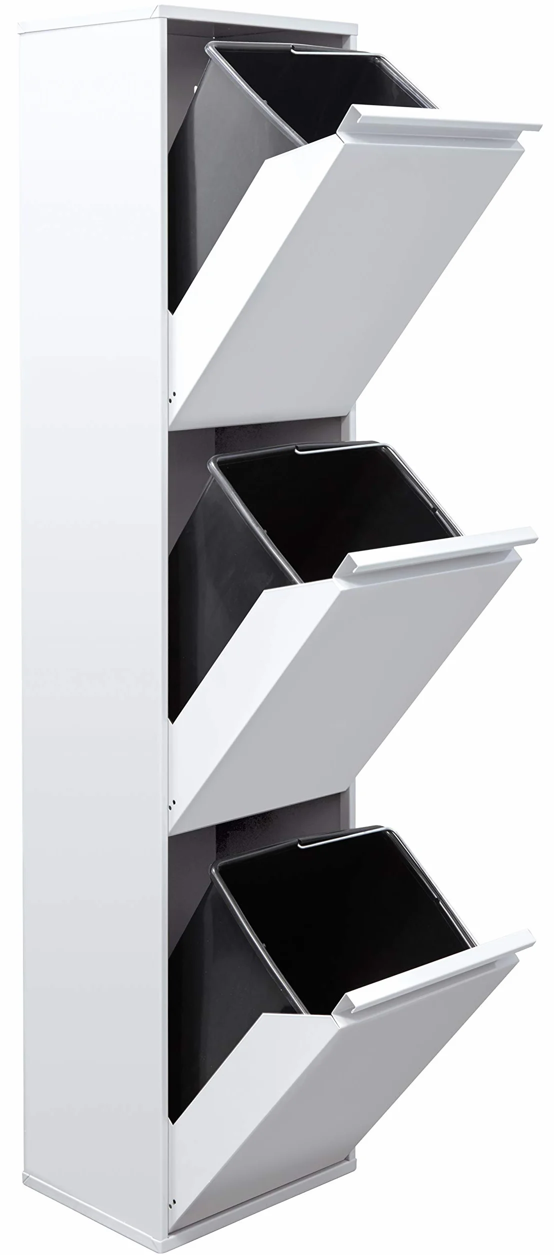 ARREGUI Basic CR301-B Mülltrennsystem aus Stahl | 3 Fächer Mülleimer für die Küche | 3 Fach Abfalleimer | 3x17L (51L) | Herausnehmbare Inneneimer mit Griff | Recycling Schrank für Mülltrennung | weiß