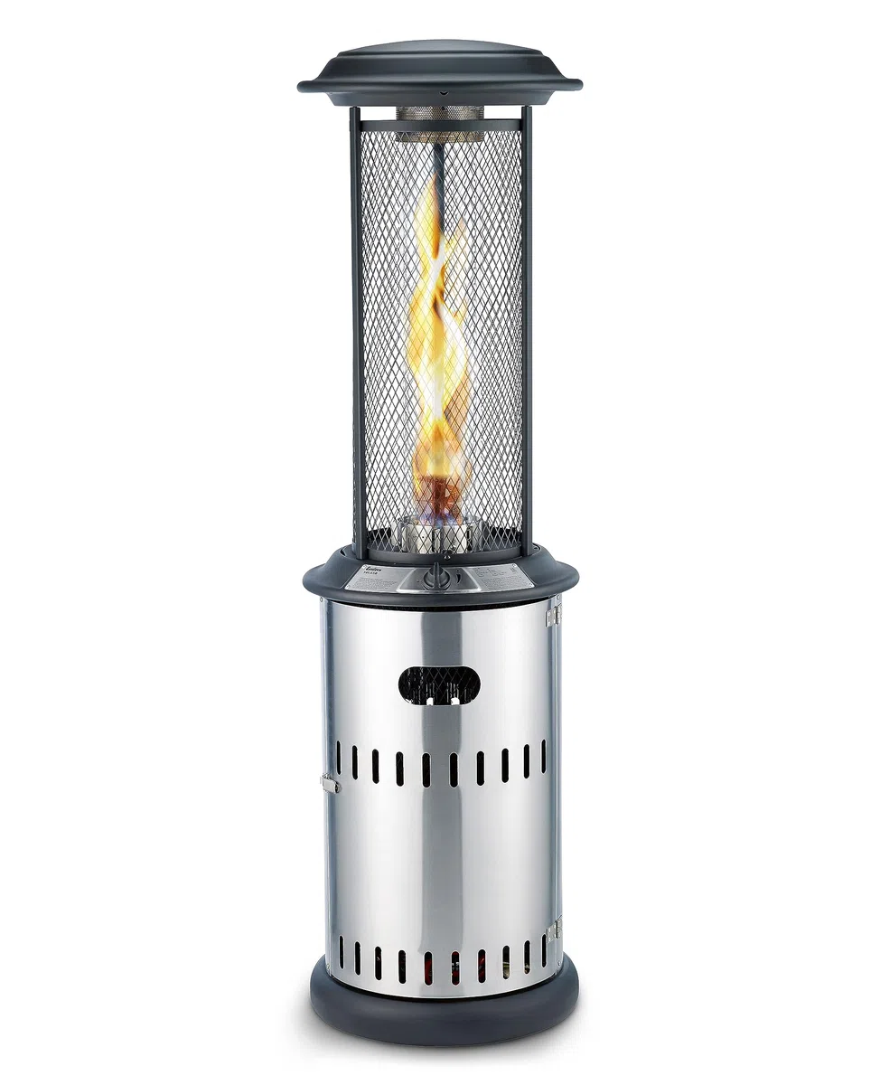 Enders® Terrassenfeuer Gas VULANO, 5589, Vormontiert mit stufenloser Regulierung, höhenverstellbar, Transport-Räder, Umkippsicherung, Silber