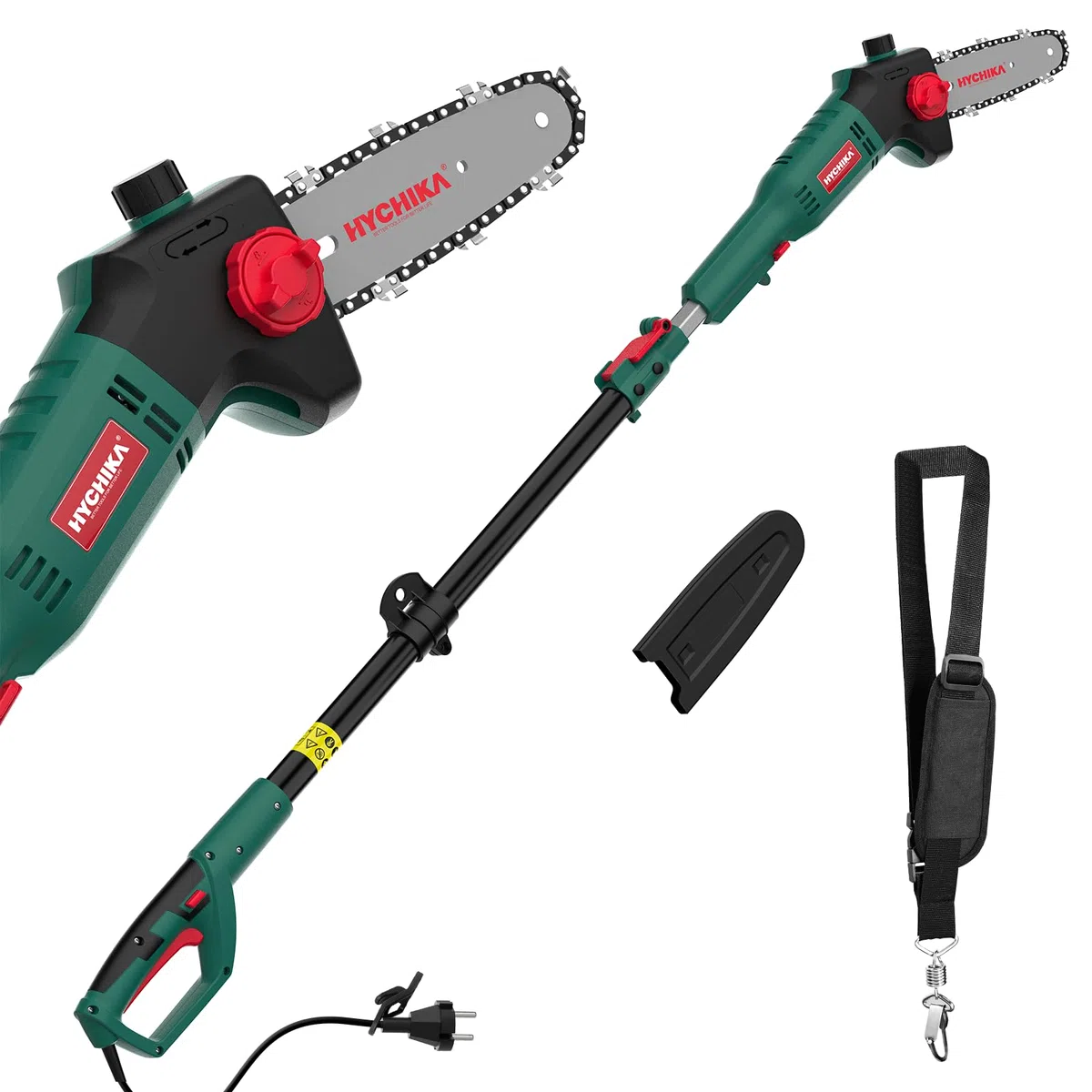 HYCHIKA Hochentaster Elektrisch, 750W Teleskop Kettensäge, Elektrische Hochentastungssäge, 162-220 CM Teleskopstange, 11 m/s Kettengeschwindigkeit, für Müheloses Schneiden und Beschneiden von Ästen