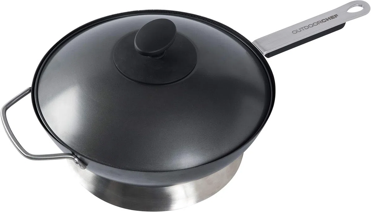 OUTDOORCHEF Wok Carbonstahl mit Deckel + Wokring
