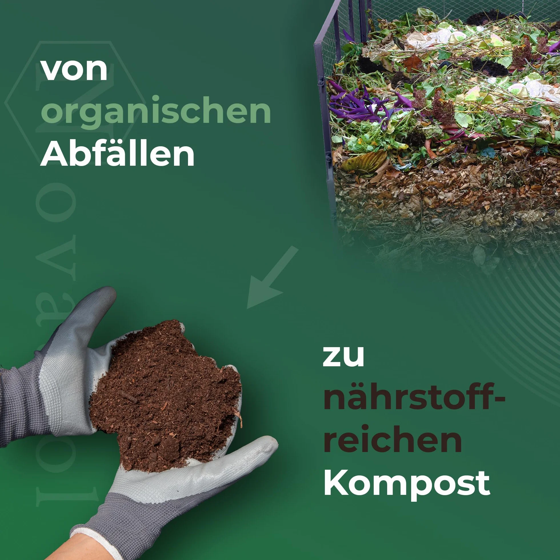 Novatool Garten-Komposter Metall 100x100x50 cm + Deckel und Boden, mit erweiterbarem Stecksytem, pulverbeschichteter Metallkomposter mit 500 Liter Volumen, Draht Kompost Kompostkiste Rasenkomposter
