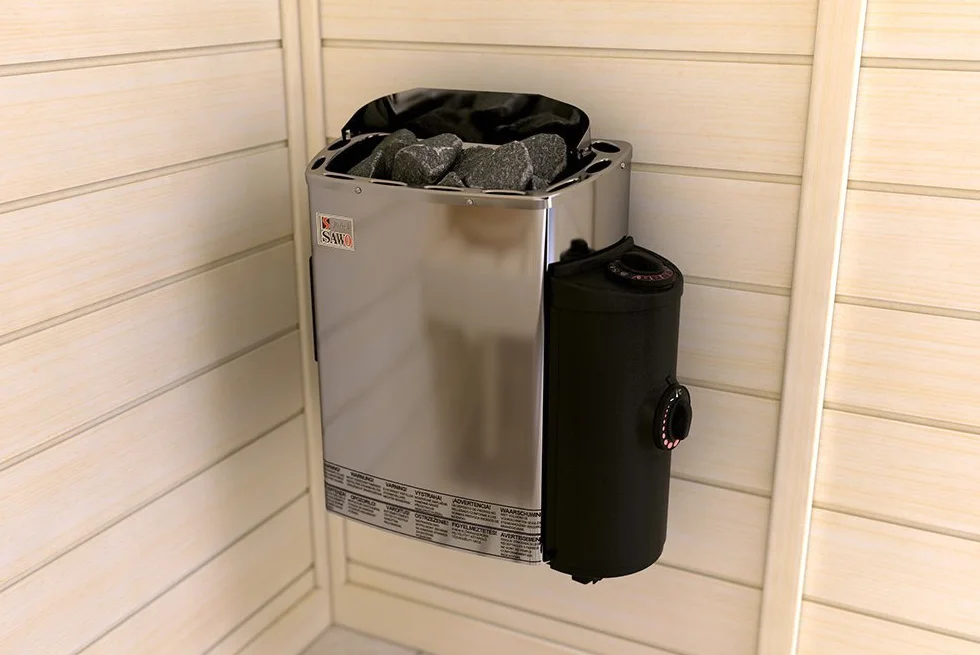 Sawo MINI/Mini X NB Trendline Sauna Warmwasserbereiter 3.6 KW; mit integriertem Control Einheit: Thermostat und Timer; 230 V 1 N oder 400 V 2 N; Wandmontage Installation