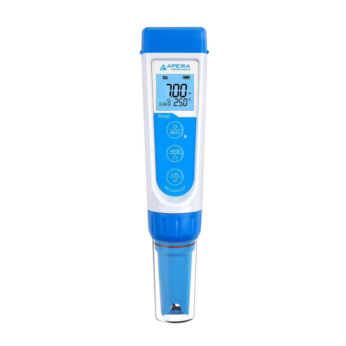 Apera Instruments PH60 Premium pH-Meter (Genauigkeit pH ±0,01, Messbereich pH -2,0-14,0, austauschbare Elektrode, wasserfest, Temperaturanzeige), AI311, Standard Glaselektrode