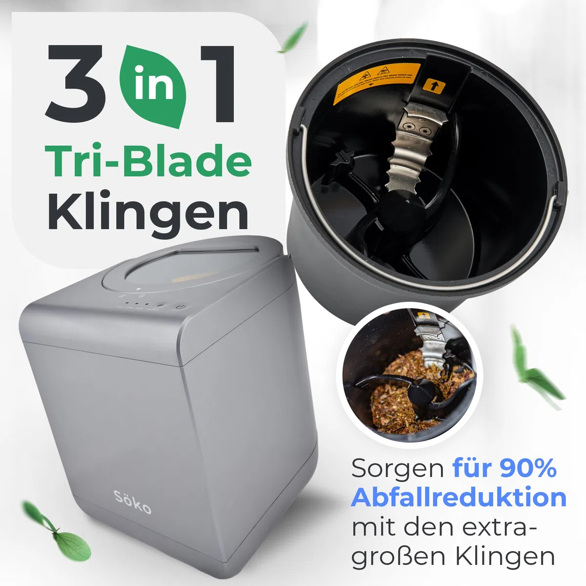 Elektrischer Komposter [2X Aktivkohle-Filter] Elektro-Schnellkomposter - Revolutionäre Kompost-Lösung für Küche, Garten & Balkon | Indoor Kompostbeschleuniger | Mini-Kompostierer elektrisch