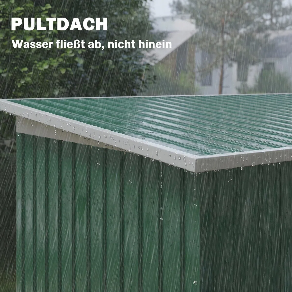 Outsunny Metall Gerätehaus 6,3m³ 280x130x172cm Geräteschuppen mit Pultdach Schiebetür wetterfest Gartenhaus Outdoor Garten Schuppen Schrank für Hinterhof Außenbereich Anthrazit, Dunkelgrün