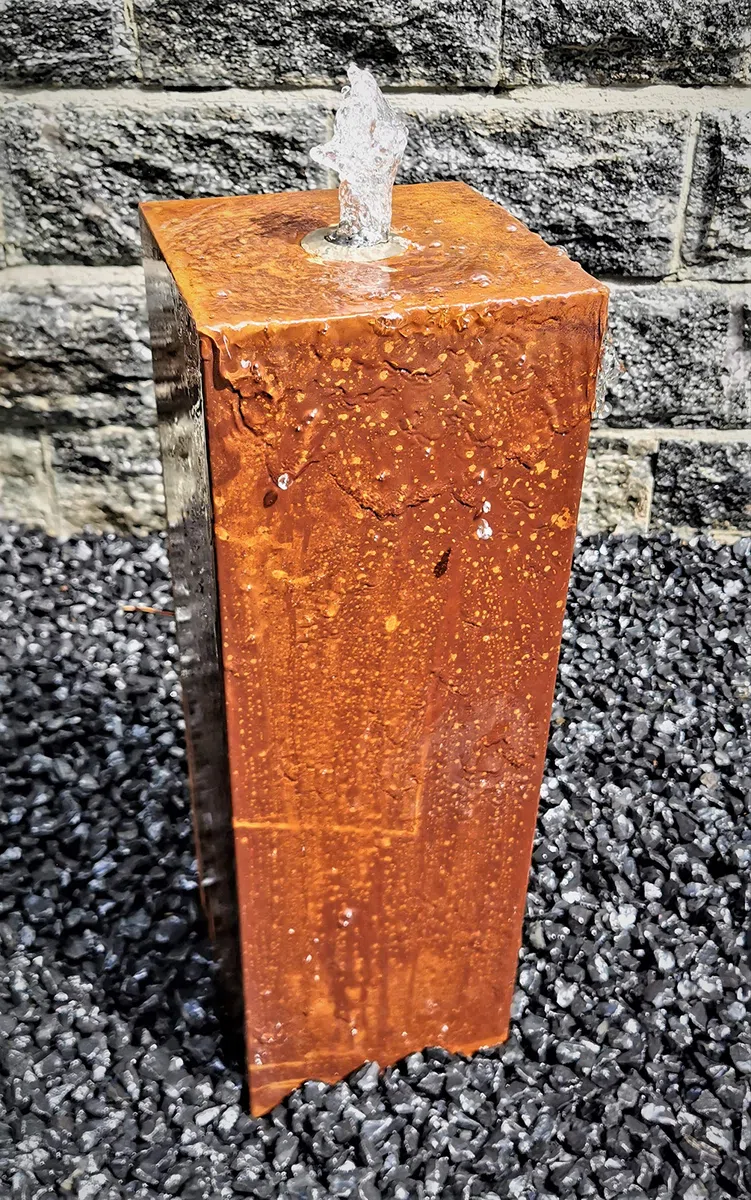 Säulenbrunnen Wasserspiel eckig 3er-Set Cortenstahl Roststahl 80/60/40 x 20 cm Komplettset