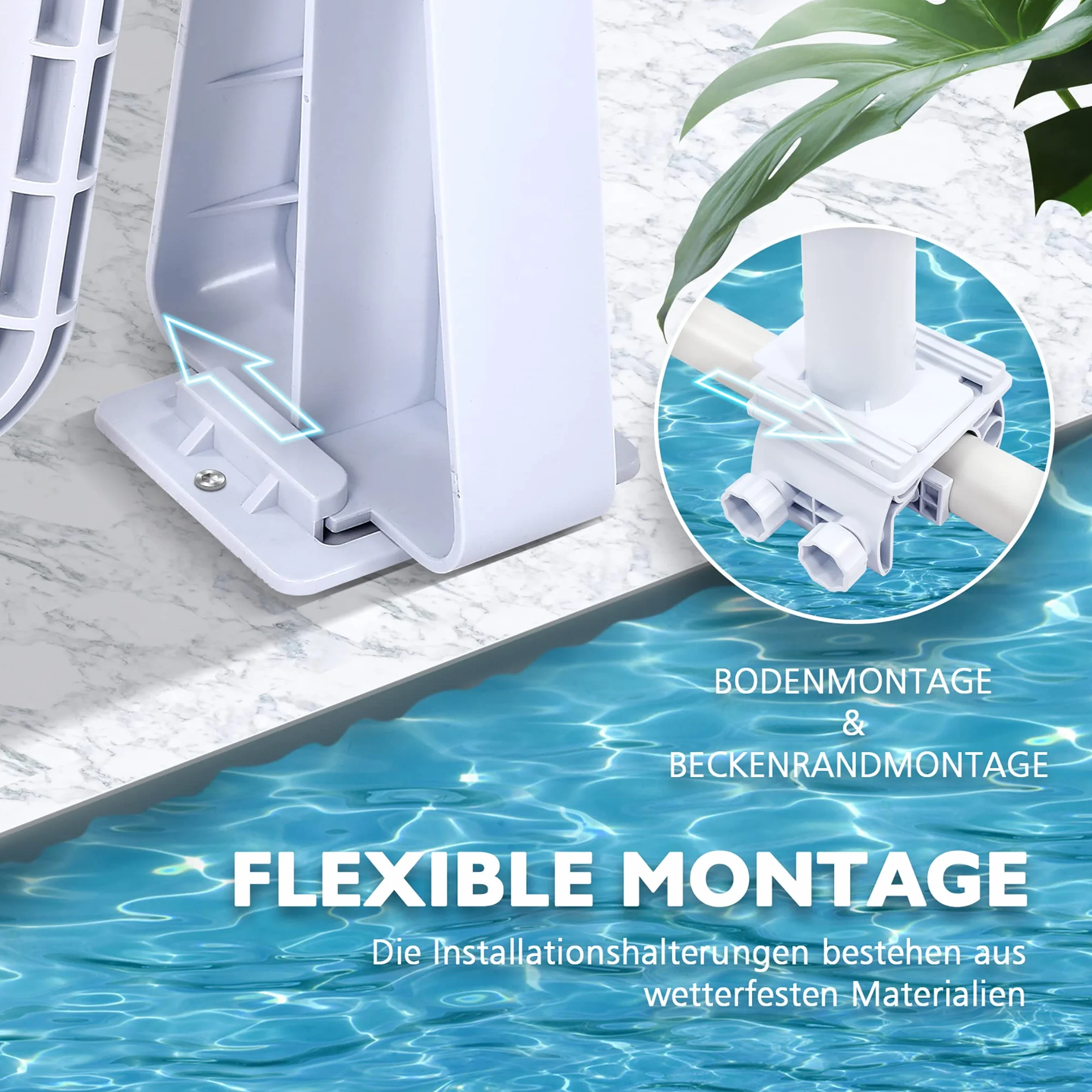 Pool Aufroller Aufrollsystem Aufrollvorrichtung aus Aluminium inkl. 8 Befestigungsbänder für Poolplanen & Solarfolie - 1,05m bis 6,15 m verstellbar