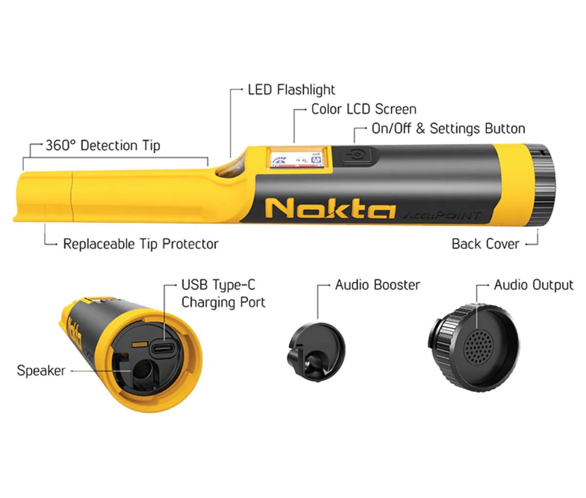 Nokta AccuPOINT Metalldetektor Pinpointer, wasserdichter Metalldetektor Zauberstab mit farbigem LCD-Bildschirm und erweiterte Diskriminierung