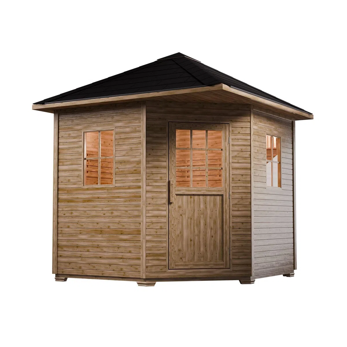Artsauna Gartensauna Eldur mit 8 kW Ofen, Beleuchtung & Zubehör - Saunahaus aus Fichtenholz - Außensauna für 4 Personen - Outdoor Sauna 200x200x256 cm