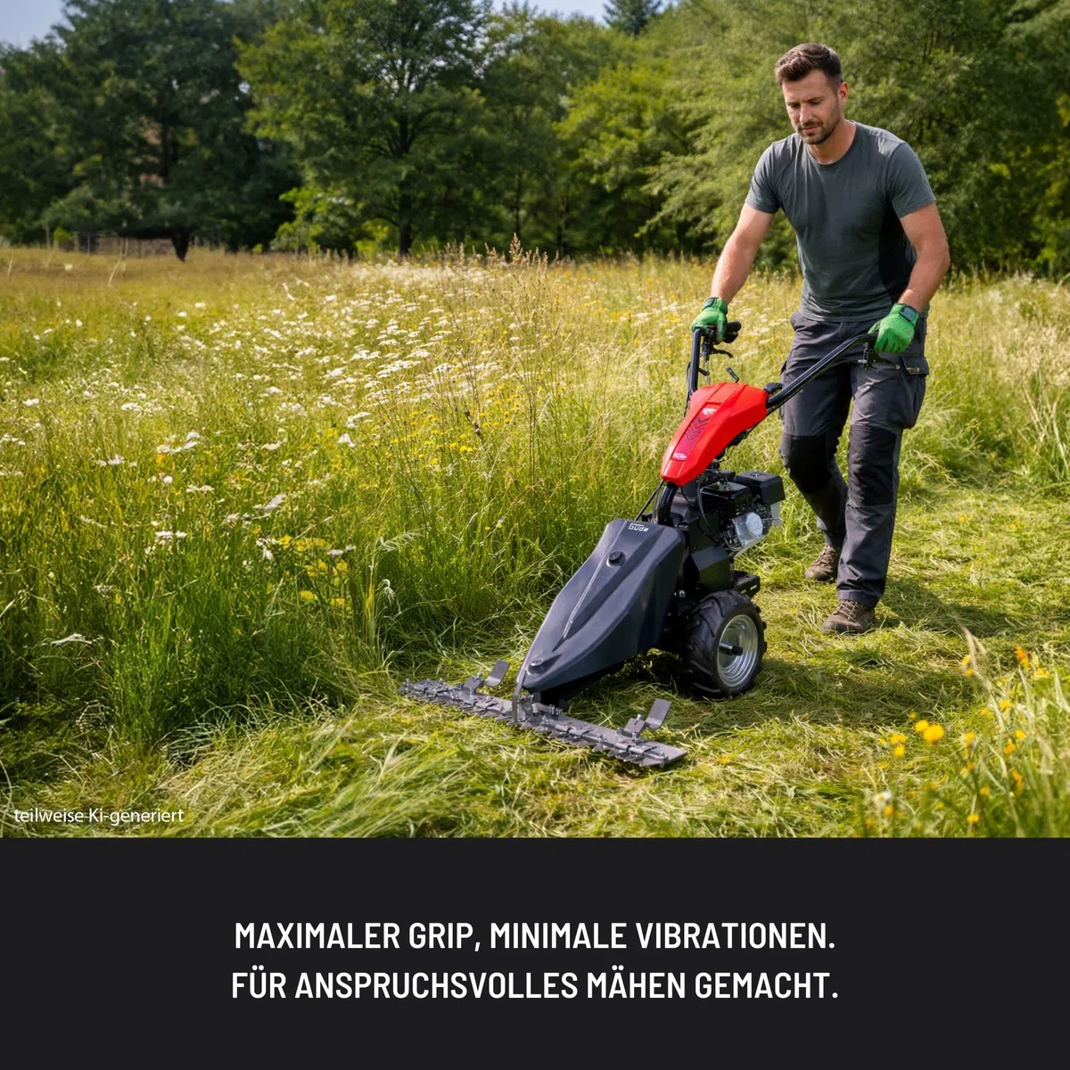 Güde GBM 970-212 Pro Benzin-Balkenmäher - 4-Takt, 212 Kubikzentimeter Hubraum, 4,3 Kilowatt, 5,8 PS, 97 Zentimeter Schnittbreite, 3-8 cm Schnitthöheneinstellung, Radantrieb, vibrationsgedämpfter Holm
