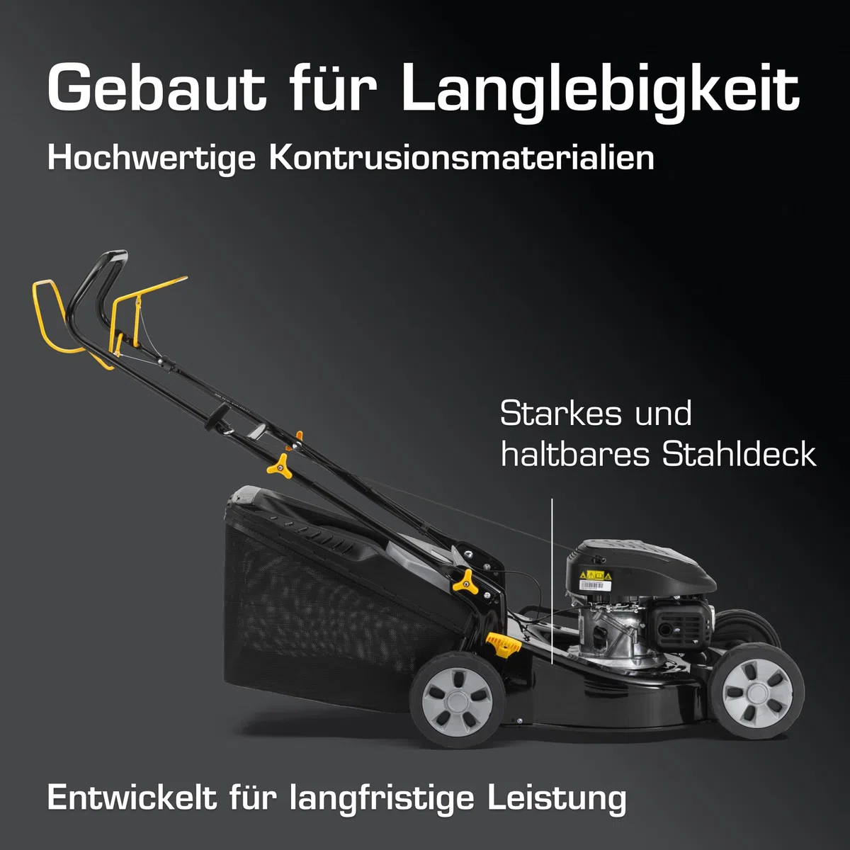 Alpina AL5 46 SA Benzin-Rasenmäher, 139 cc, 46 cm – Fangkorb 60 l, Heckantrieb, Zentrale Schnitthöhenverstellung – Rasenflächen bis 1.200 m²