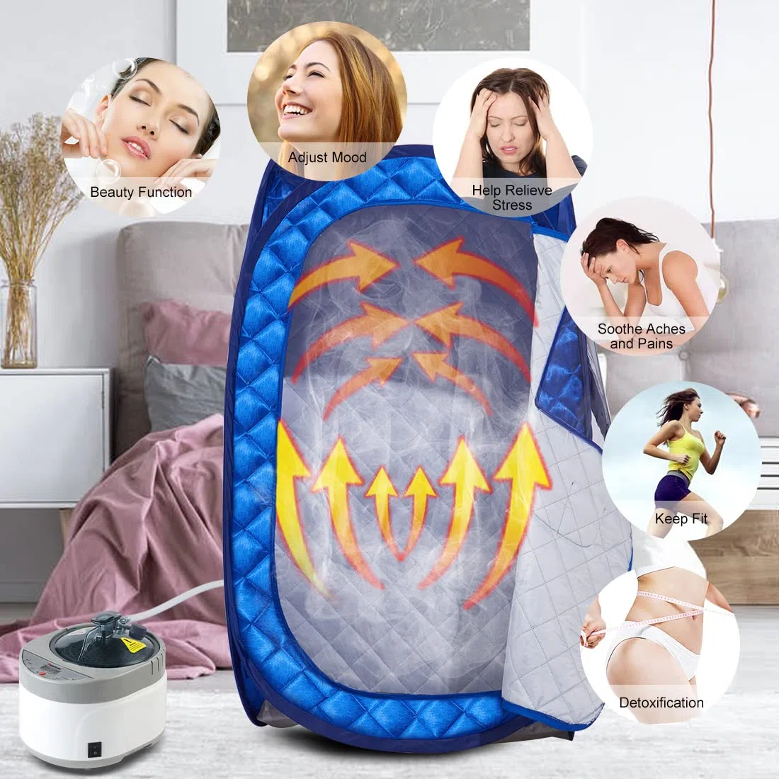 Smartmak tragbares Saunazelt, faltbar, für eine Person, Ganzkörper-Spa für Gewichtsverlust, Detox-Therapie ohne Dampfer
