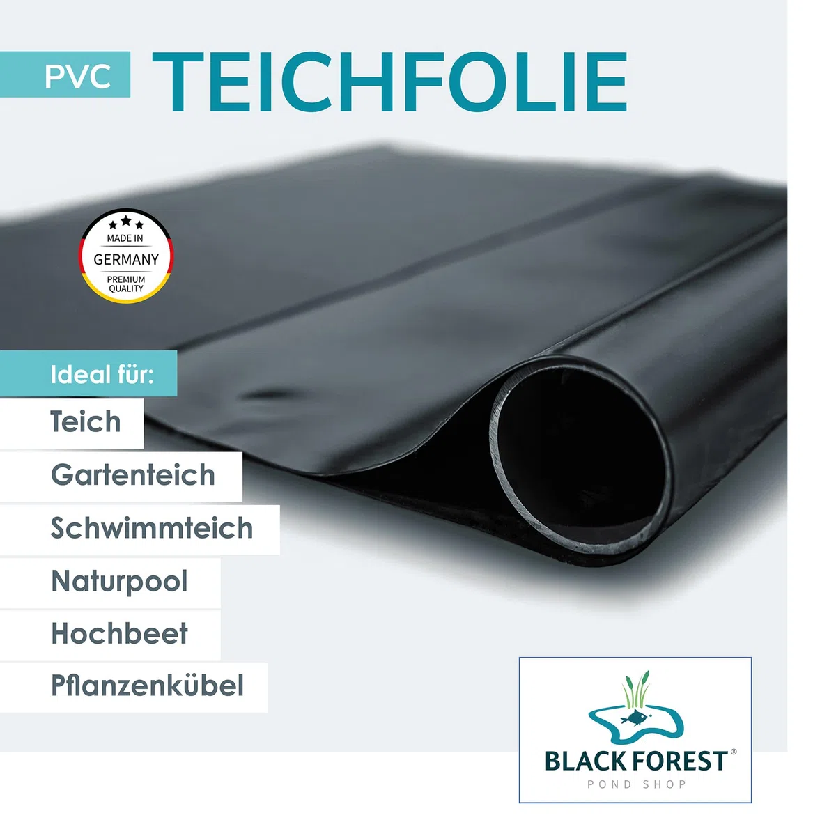 Teichfolie PVC 1,50 mm 2 x 4 m für Schwimmteich Gartenteich Badeteich - Made in Germany 2x4m