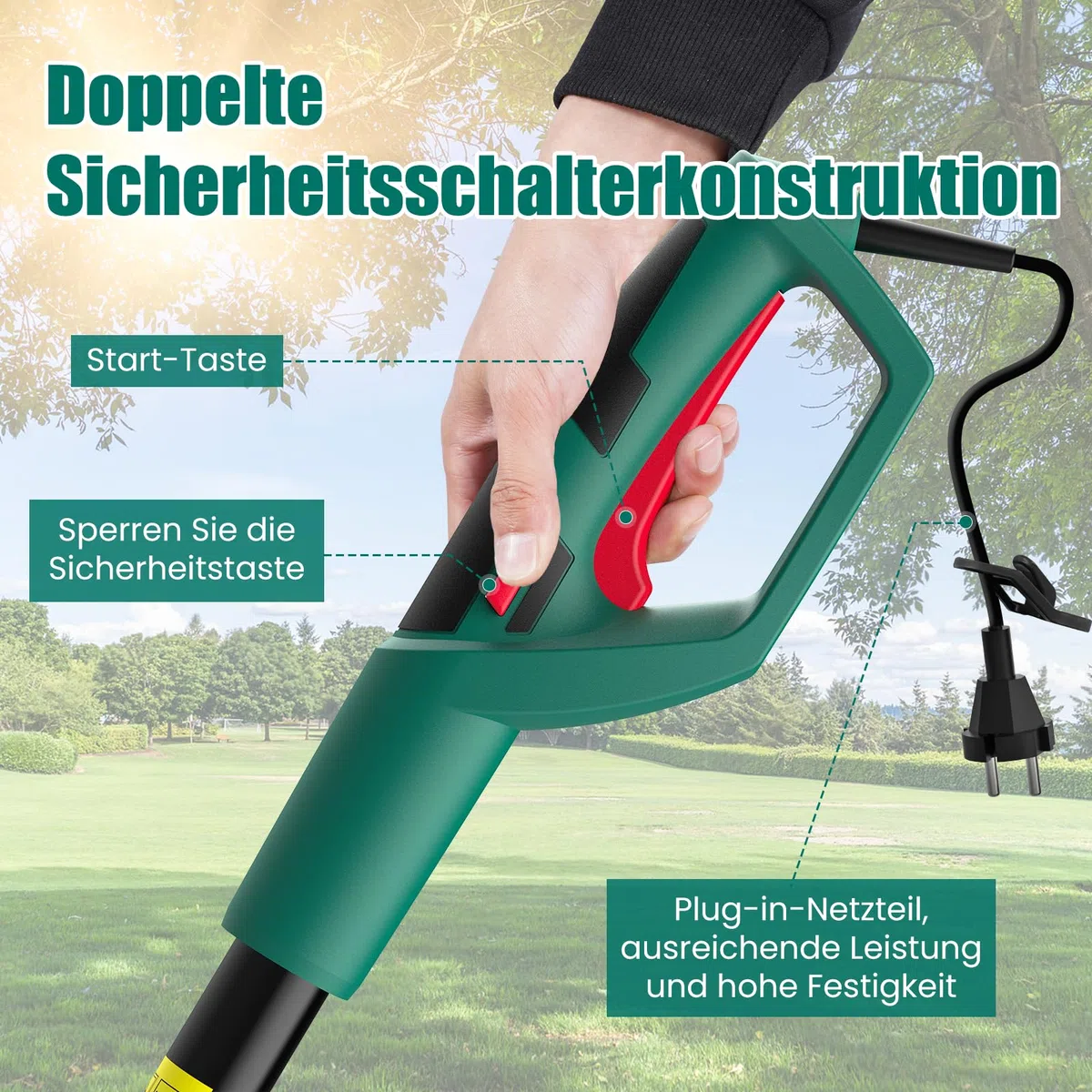 HYCHIKA Hochentaster Elektrisch, 750W Teleskop Kettensäge, Elektrische Hochentastungssäge, 162-220 CM Teleskopstange, 11 m/s Kettengeschwindigkeit, für Müheloses Schneiden und Beschneiden von Ästen