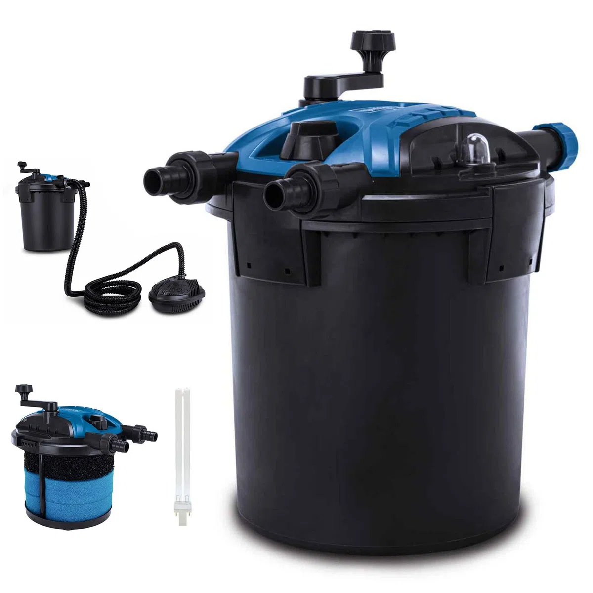 Scheppach Teichdruckfilter Komplettset PFS8000 8000 L 4000 L/h 11 W UV-C Klärer Spin Clean 9,5L Tank