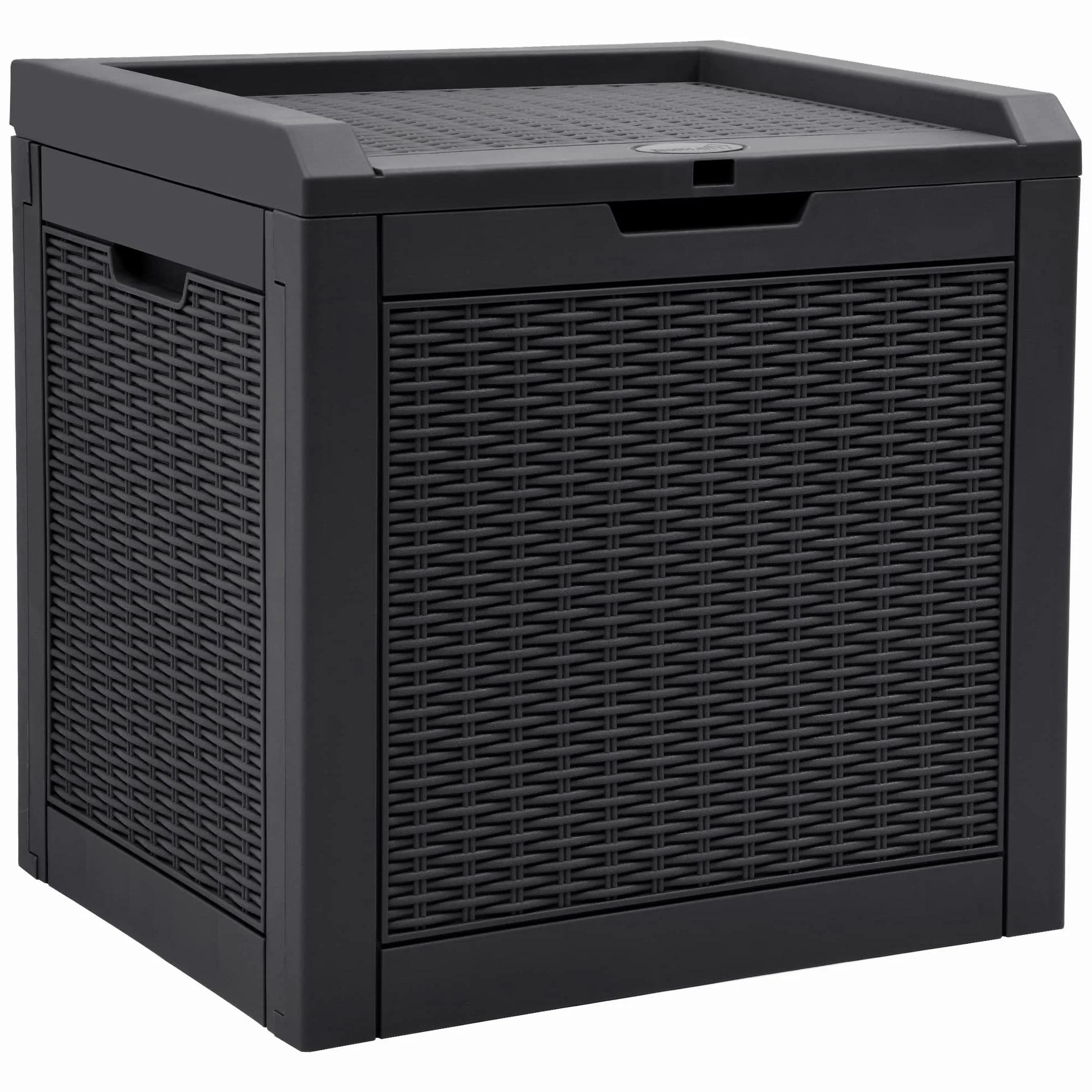 YITAHOME 118L Outdoor-Aufbewahrungsbox Rattan-Optik, Wetterfeste Resin-Box mit Schloss & Griffen, Gartenbox für Kissen, Poolzubehör & Werkzeug, Schwarz