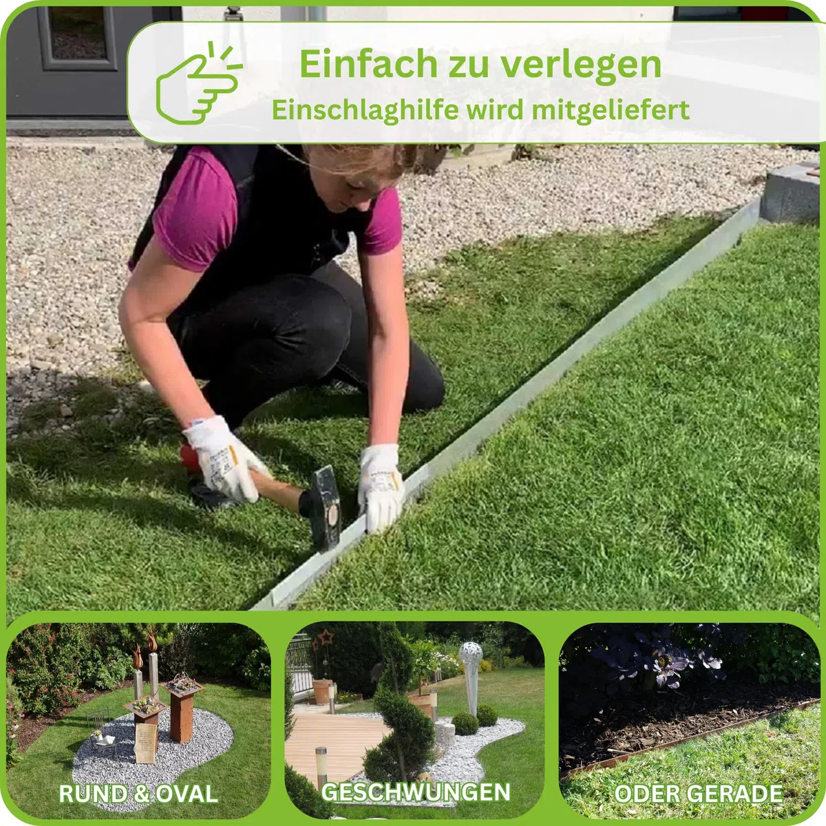 innogard Rasenkante Metall verzinkt L15 m H20 cm – Flexible Beeteinfassung 1 mm stark Rasenkantenband für Garten Beetbegrenzung Beetumrandung