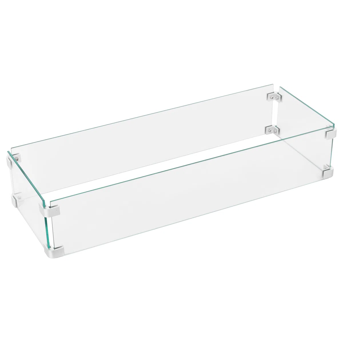Nuu Garden Windschutz für rechteckige Feuerstelle, 73,7 x 25,4 x 15,2 cm, robust und langlebig, Flammenschutz, transparenter Displayschutz aus gehärtetem Glas mit Eckhalterung aus Aluminiumlegierung