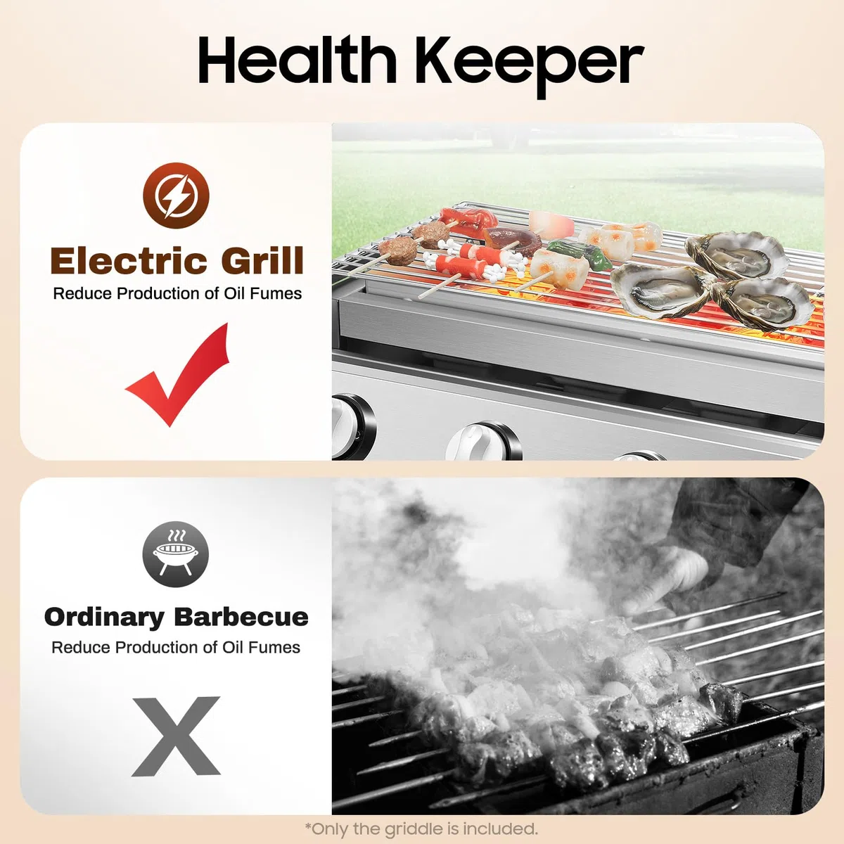 4 Brenner Tragbarer Gasgrill Edelstahl Höhenverstellbar Tischgasgrill mit Grillrost, BBQ Campinggrill für Terrasse, Balkon und Garten