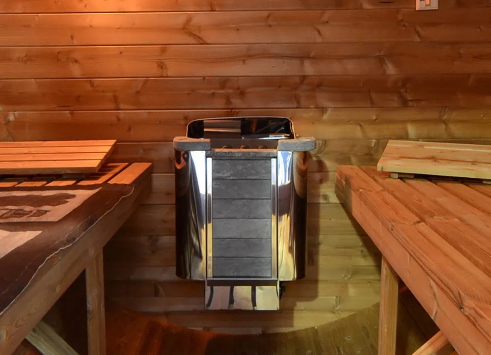 SAWO CUMULUS 6,0 kW Elektrische Saunaofen; mit integrierte Steuerung (NB-Modell); Multispannung: entweder Einphasig oder 3-Phasig; Edelstahlgehäuse mit Speckstein vorne