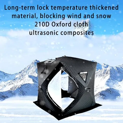 Outdoor Saunazelt für 4 Personen, isoliertes Angelzelt, stabiles Allwetter-Design, Panoramablick, einfacher Aufbau für Camping und Schneefischen