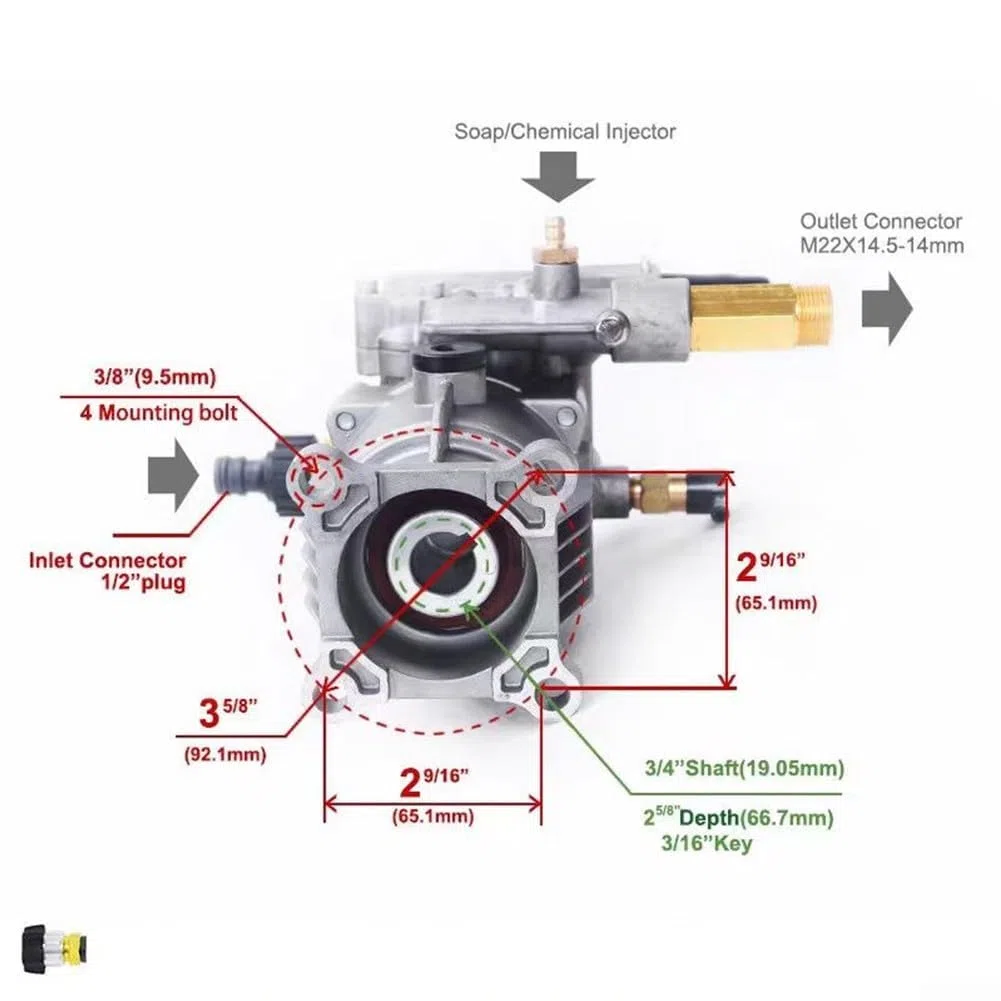 P170 Horizontale Hochdruckreiniger-Pumpe, 86,4 cm, 2400 bis 2750 PSI, 2,2 bis 2,4 GPM für 212 Cc und höher Motorkompatibilität