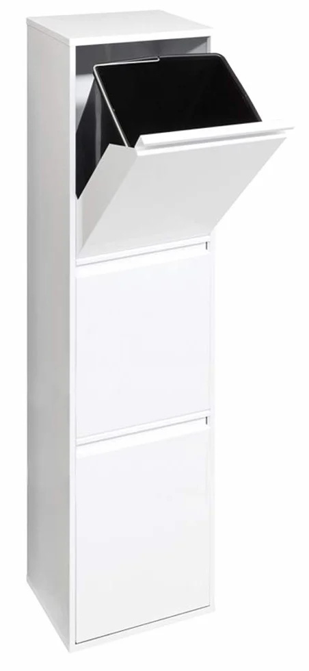 ARREGUI Basic CR301-B Mülltrennsystem aus Stahl | 3 Fächer Mülleimer für die Küche | 3 Fach Abfalleimer | 3x17L (51L) | Herausnehmbare Inneneimer mit Griff | Recycling Schrank für Mülltrennung | weiß
