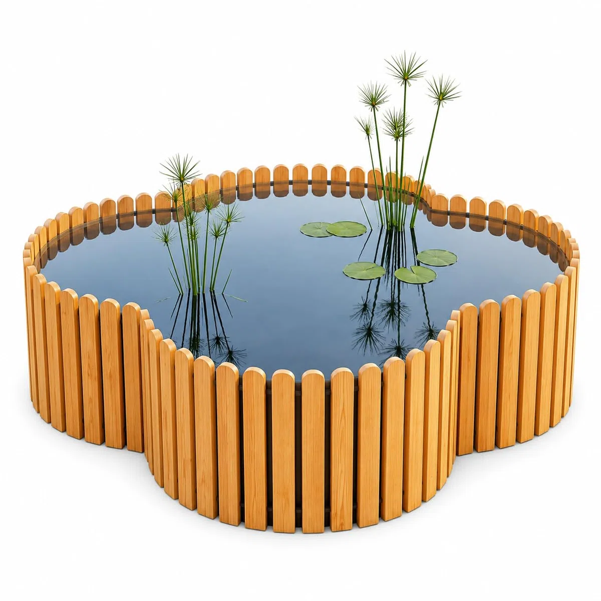 Beckmann Hochteich Lärche 120x120x44 cm 530 L I Holz Terrassenteich I Teichbecken & Fertigteich für den Garten I Winterfestes & langlebiges Komplettset inkl. Teichfolie