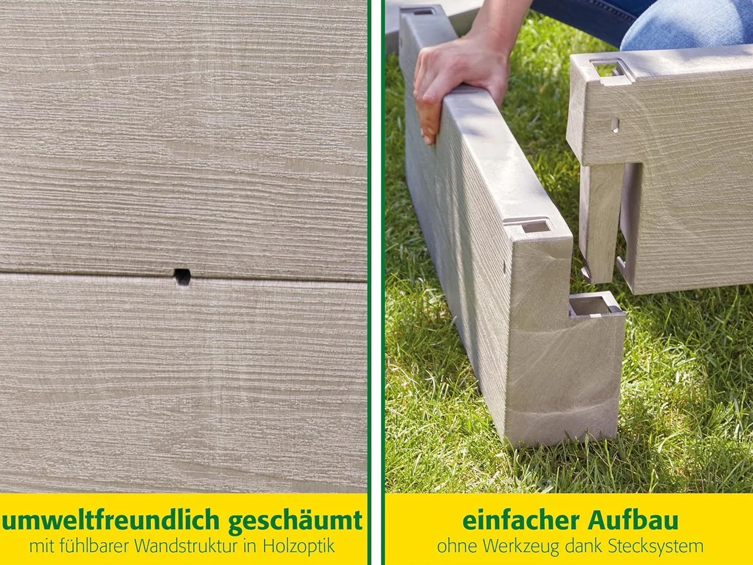 JUWEL Timber Kombi-Set (Hochbeet inkl. Frühbeet-Aufsatz, 130x60 cm/Höhe 90/100 cm, Inhalt ca. 360l, hohe Wärmeisolierung, Fensterlüfter windgesichert) 20478, Nordic Wood