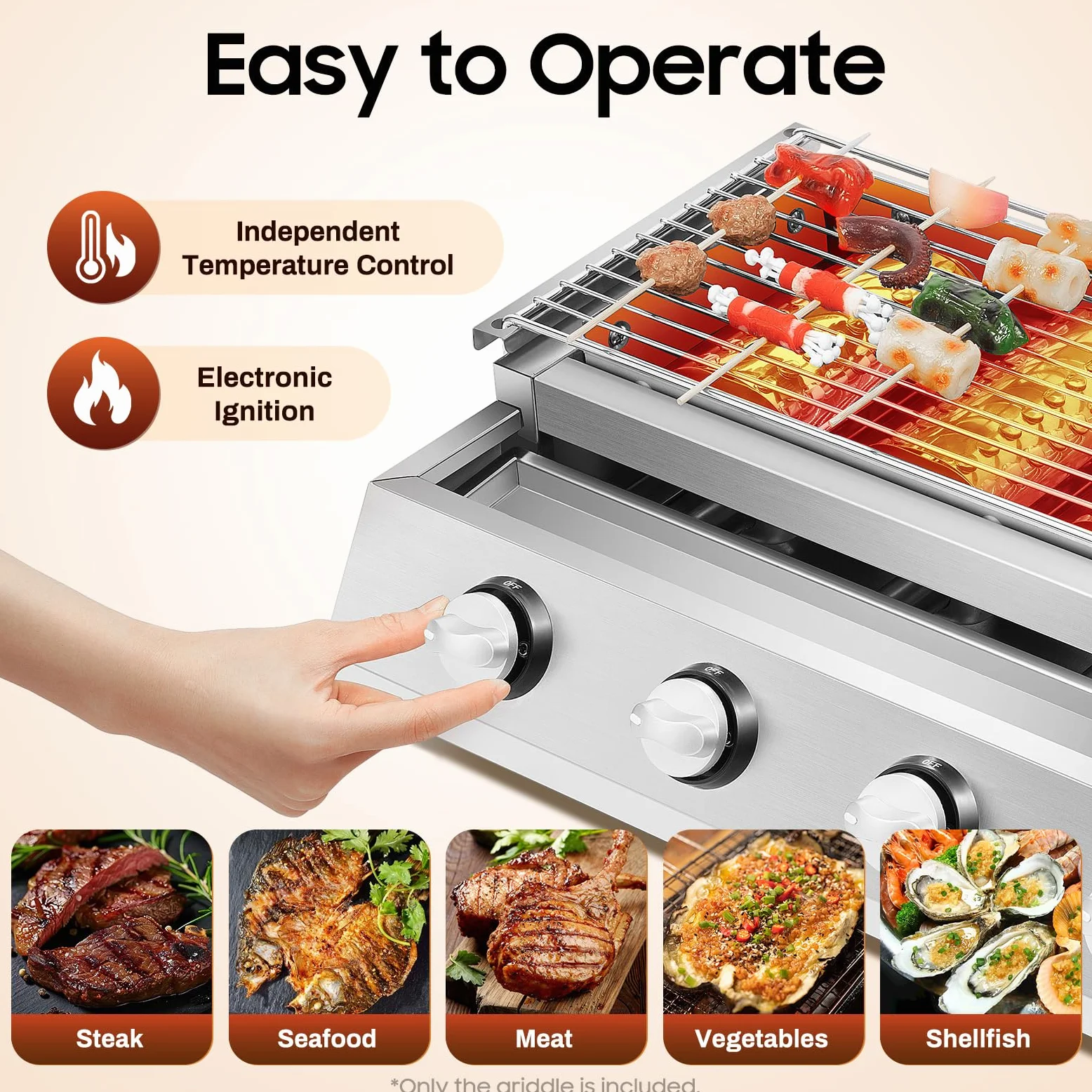 4 Brenner Tragbarer Gasgrill Edelstahl Höhenverstellbar Tischgasgrill mit Grillrost, BBQ Campinggrill für Terrasse, Balkon und Garten