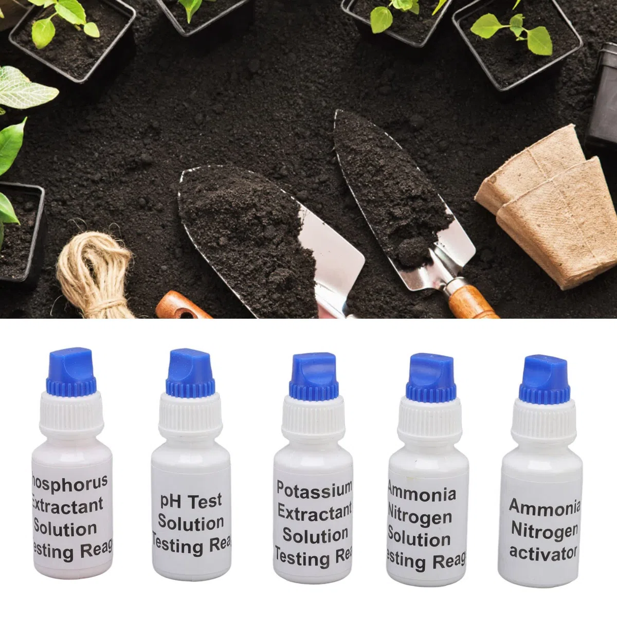 TOPINCN Bodentest-Lösungskit, Boden-PH-Stickstoff-Phosphor-Kalium-Testflüssigkeit, Bodentest-Kit für die Landwirtschaftliche Gartenbepflanzung