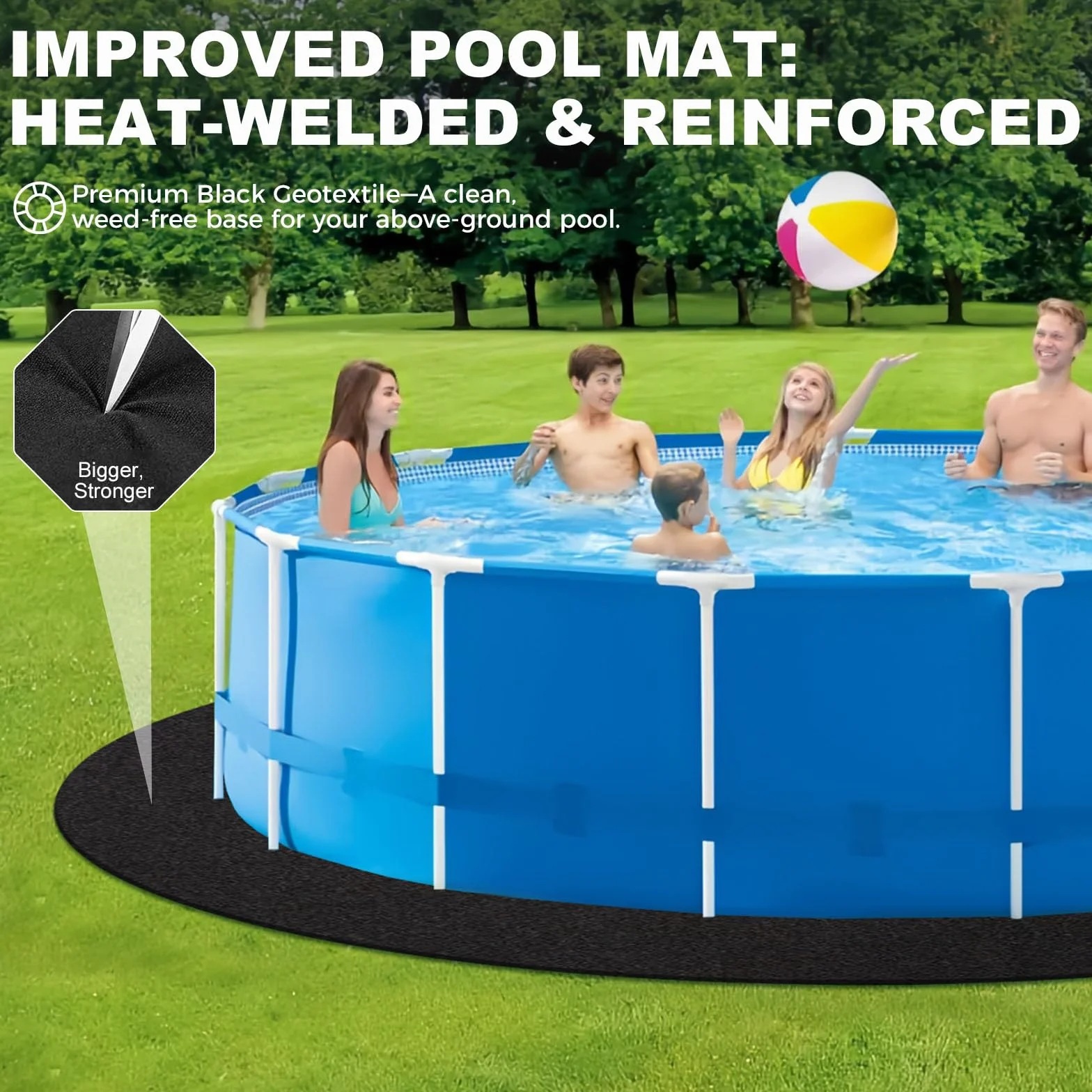 Pool Bodenplane Pool Schutzmatten 4m Durchmesser Pool Unterlage passend für Flache Pools oberirdische Schwimmbäder Schutz, reißfest