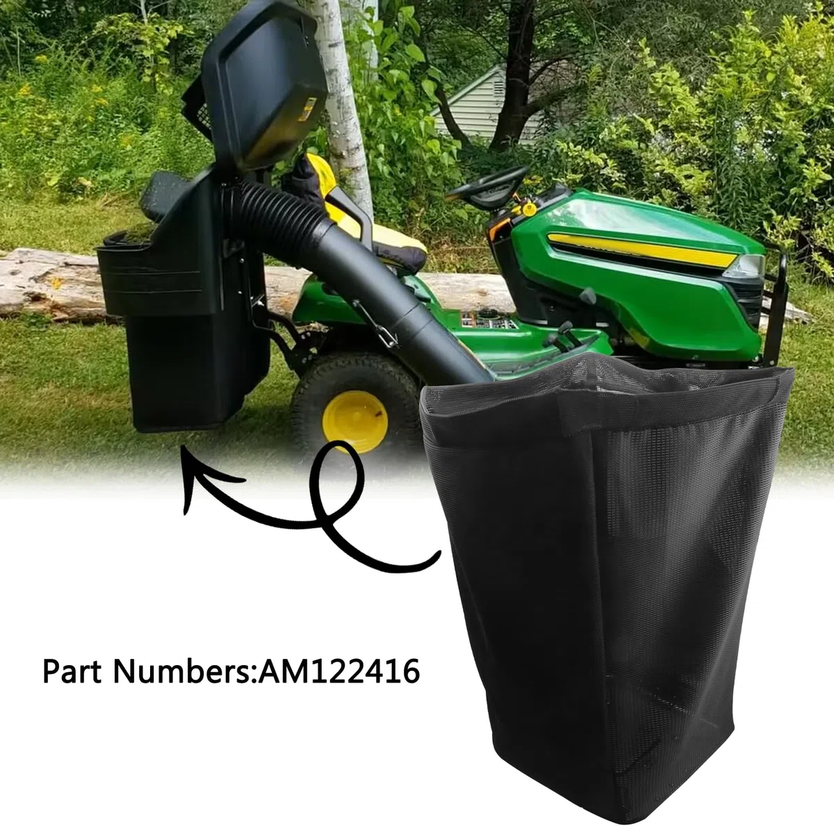 2 Set AM122416 Grasbeutel, kompatibel mit John Deere AM101602 Grasbeutel, passend für Serie 100 L110 X110 125 D100 LA120 Z225 und mehr