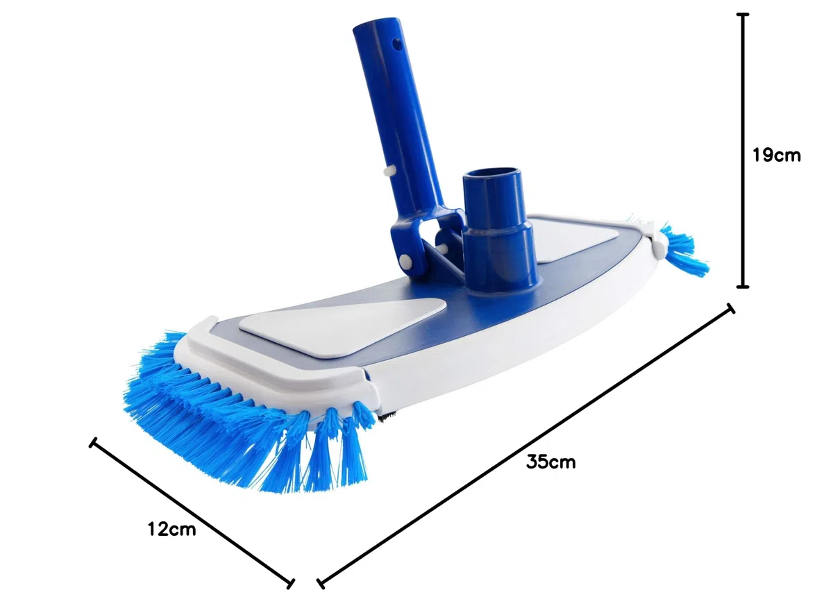 Arebos Pool Bodensaugerbürste | mit Clip-System | Anschluss für Schwimmbadschlauch Ø 32/38 mm | Poolbürste | Bürstenkopf Breite: 35 cm | Blau-Weiß