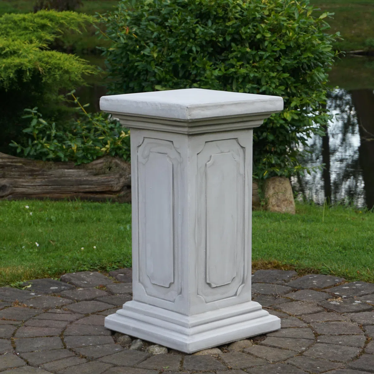 gartendekoparadies.de Klassisches Podest, Steinsockel, H. 72 cm, Stellfläche 39 x 39 cm, 100 kg, Grau, frostsicher aus Steinguss für Außenbereich