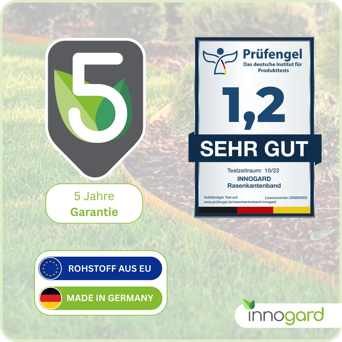innogard Rasenkante Metall verzinkt L15 m H20 cm – Flexible Beeteinfassung 1 mm stark Rasenkantenband für Garten Beetbegrenzung Beetumrandung