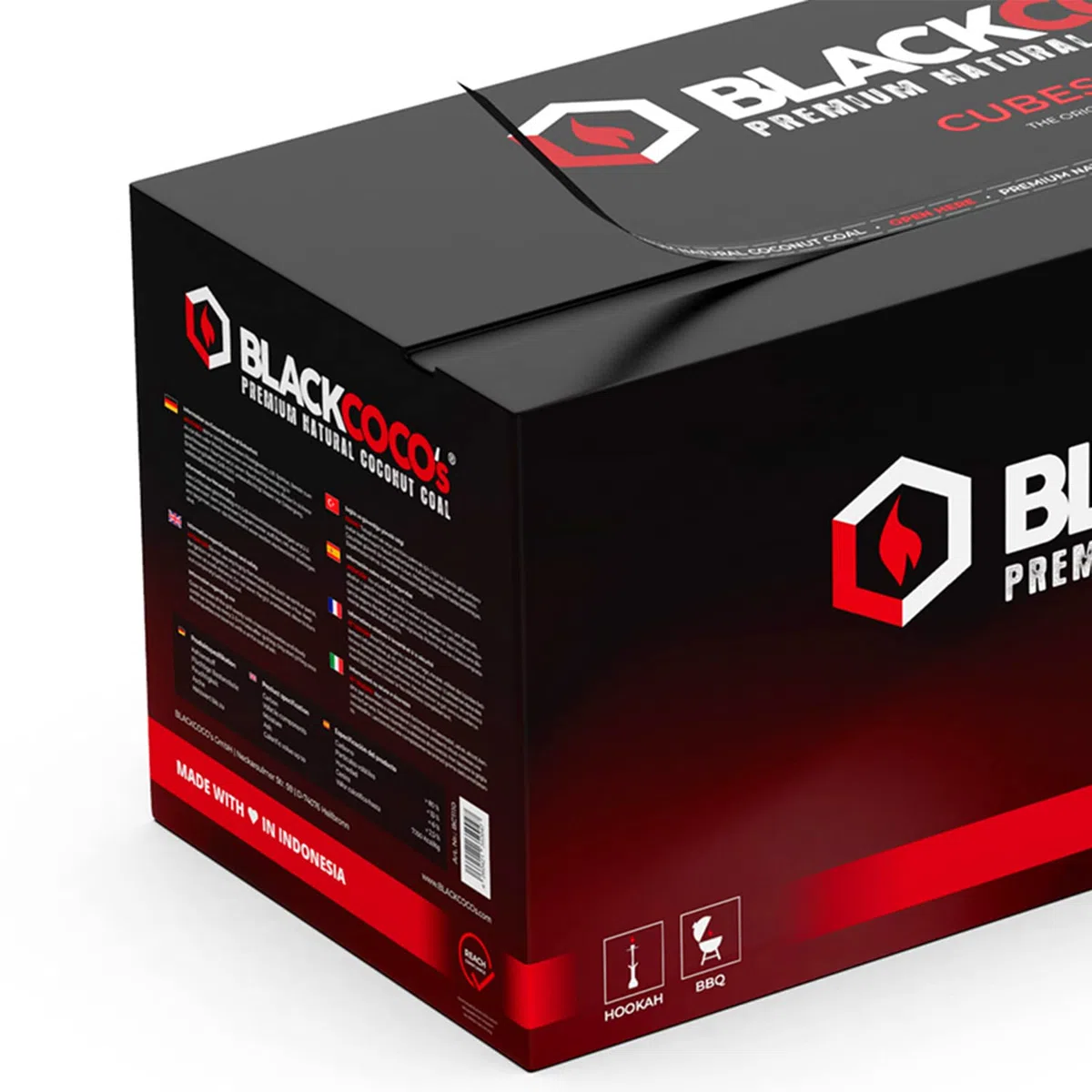 BLACKCOCO’s Shisha Kohle 20 kg – Premium Kokoskohle Naturkohle für Shisha & Grill – Cocos Grillkohle mit Langer Brenndauer – ohne Zusätze - CUBES26